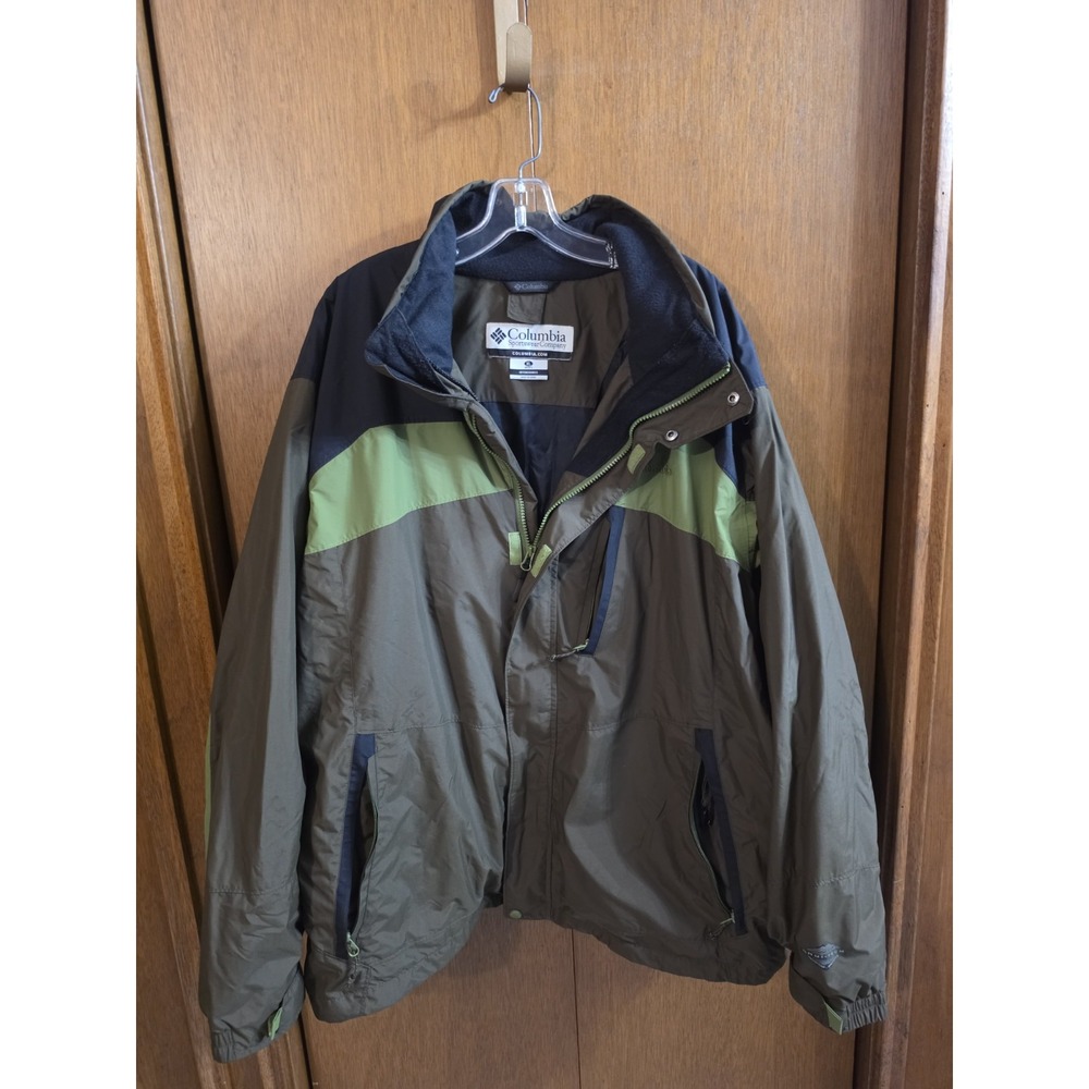 Columbia Jacket OmniTech Olive Green Multi Zip Stand Collar Waterproof XL